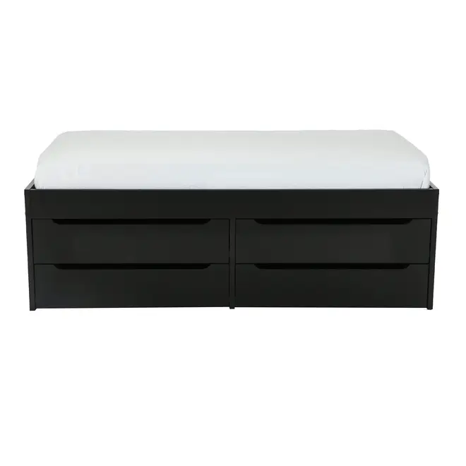 CAMA DE SOLTEIRO ALTA COM 4 GAVETAS 88 CM JOKER - PRETO - Foto 4