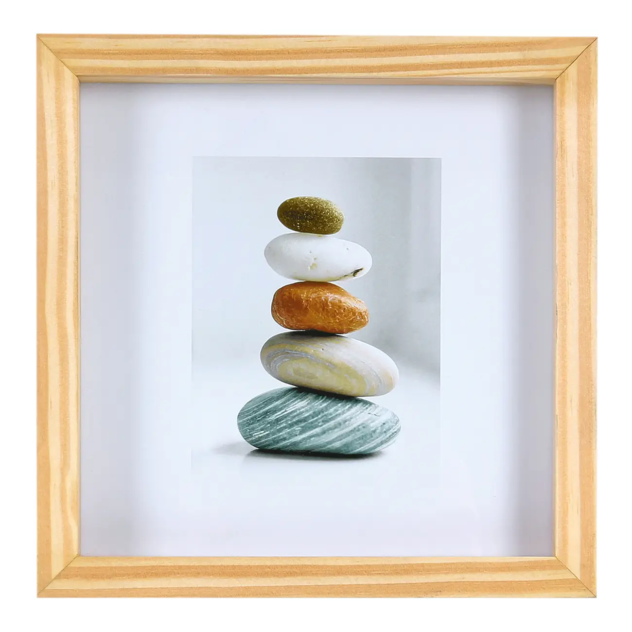 QUADRO ROCK BALANCING 20 CM X 20 CM - PINUS NATURAL/CAMELO - Foto 1