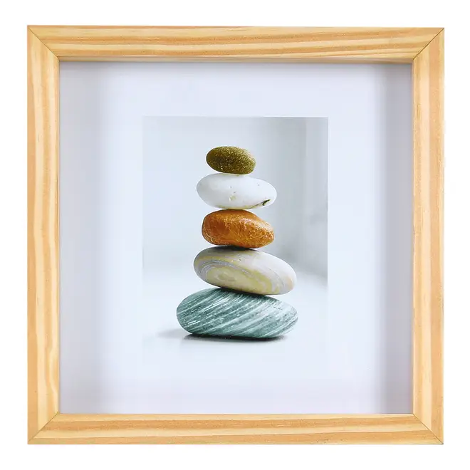 QUADRO ROCK BALANCING 20 CM X 20 CM - PINUS NATURAL/CAMELO - Foto 1