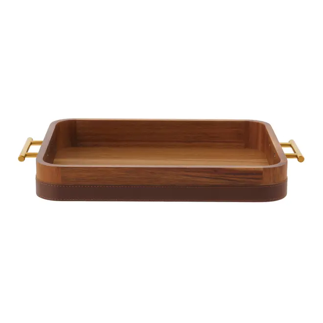 BANDEJA 42 CM X 27 CM ACÁCIA LORD - ACÁCIA/OURO VELHO - Foto 1