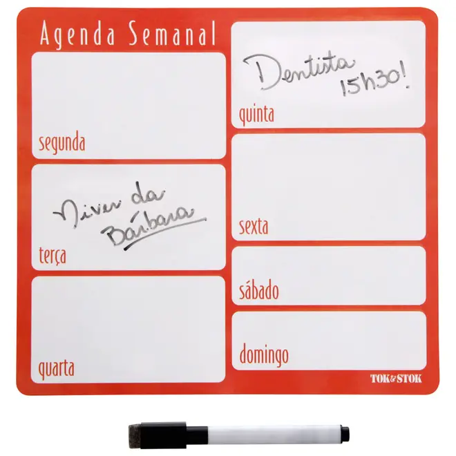 SEMANAL ÍMÃ C/CANETA 2VRD. - BRANCO/LARANJA - Foto 2