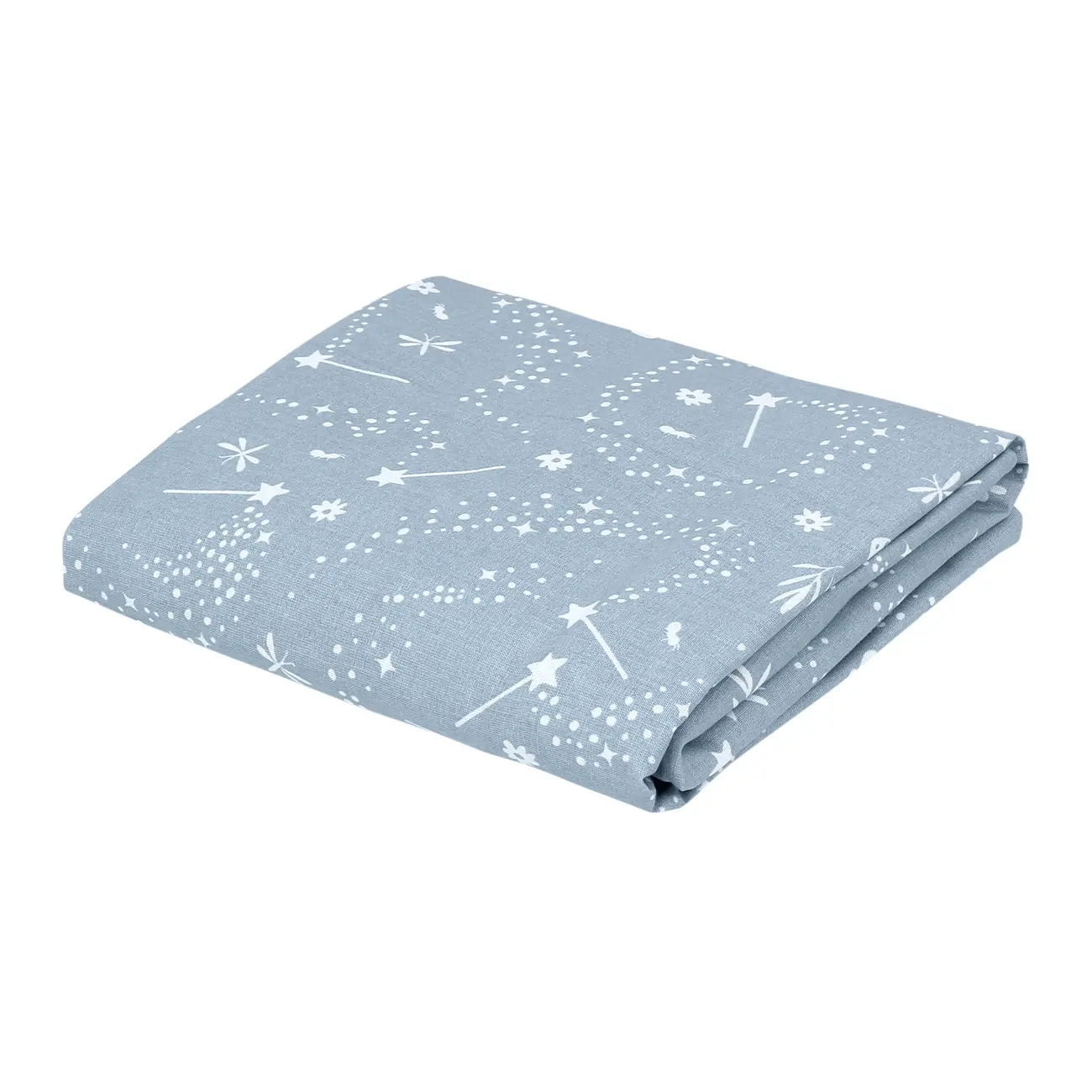 LENÇOL COM ELÁSTICO BERÇO 70 CM X 1,30 M X 18 CM DELICADÊ CADÊ - BLEU CENDRÉ/OFF WHITE - Foto 2