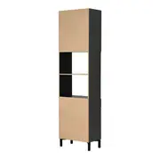 PANELEIRO 2 PORTAS/1 GAVETA 60 CM X 2,21 M SLEEK - GRAFITE/PRETO - Foto 7