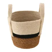 CESTO COM ALÇA 18 CM X 20 CM X 20 CM MOKKA - FIBRA CLARA/PRETO - Foto 1