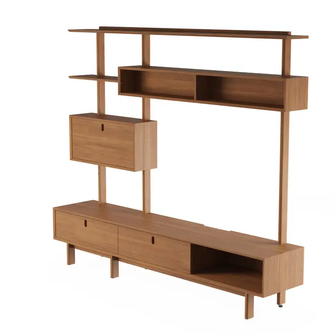 ESTANTE PARA TV DE ATÉ 55 POLEGADAS COM 3 PORTAS 2,36 M X 2,03 M PILOTIS - NOZES - Foto 2