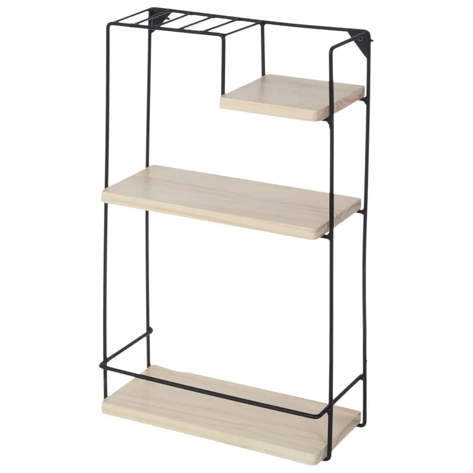 PRATELEIRA TRIPLA 64 CM X 38 CM X 15 CM POSTO - PRETO/NATURAL WASHED - Foto 2