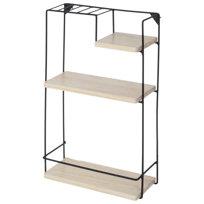 PRATELEIRA TRIPLA 64 CM X 38 CM X 15 CM POSTO - PRETO/NATURAL WASHED - Foto 2