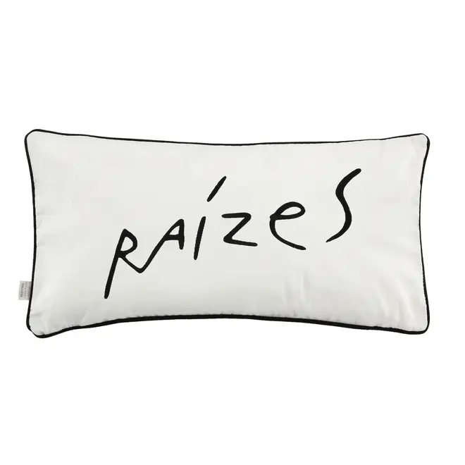 ALMOFADA 60 CM X 30 CM MANUSCRITO VIDA RAIZES - OFF WHITE/PRETO - Foto 2