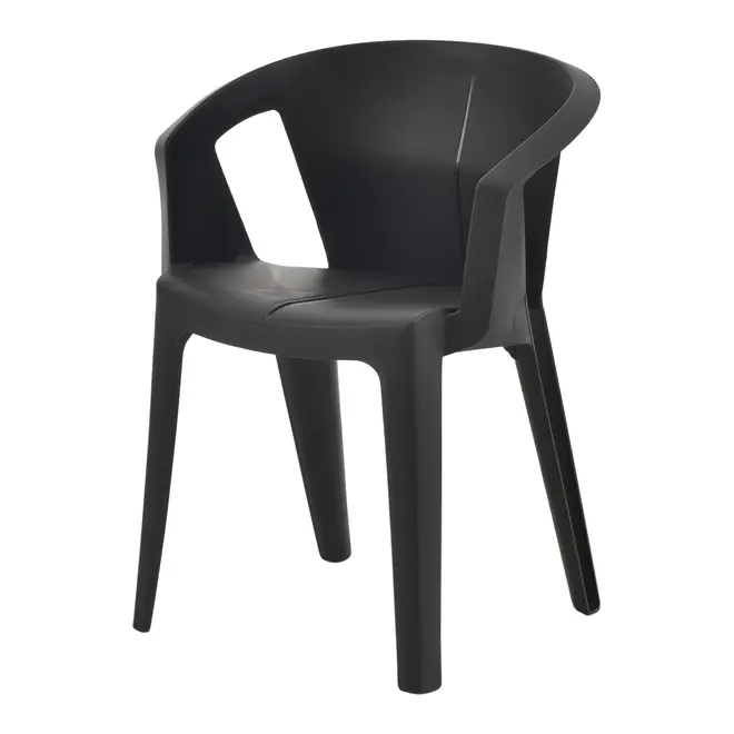 CADEIRA EMPILHÁVEL COM BRAÇOS UNA - PRETO - Foto 1