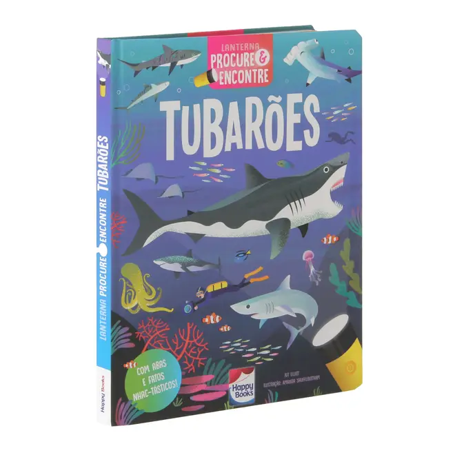LANTERNA - PROCURE E ENCONTRE! TUBARÕES LIVRO INFANTIL - MULTICOR - Foto 2