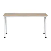 MESA DE ESCRITÓRIO 1,50 M X 60 CM COM CAIXA PARA CONECTIVIDADE ALETA - BRANCO/OAK TAMMI - Foto 1