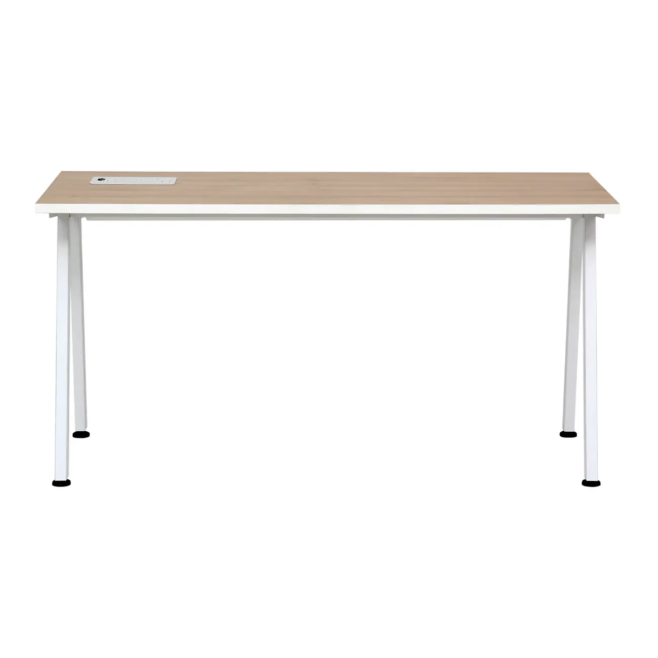 MESA DE ESCRITÓRIO 1,50 M X 60 CM COM CAIXA PARA CONECTIVIDADE ALETA - BRANCO/OAK TAMMI - Foto 1
