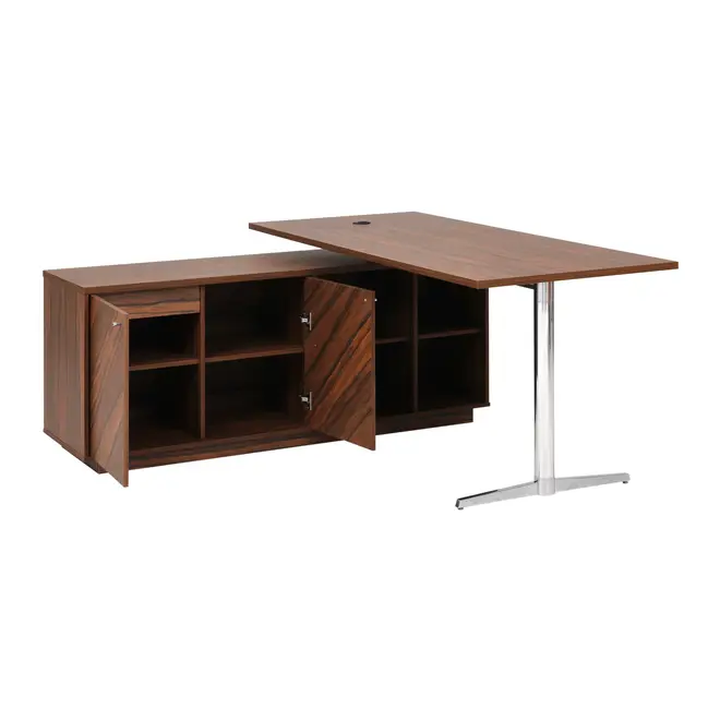 MESA COM BALCÃO 2 PORTAS /1 GAVETA 1,60 M X 1,60 M VINCENT - PAU FERRO/ALUMÍNIO - Foto 6