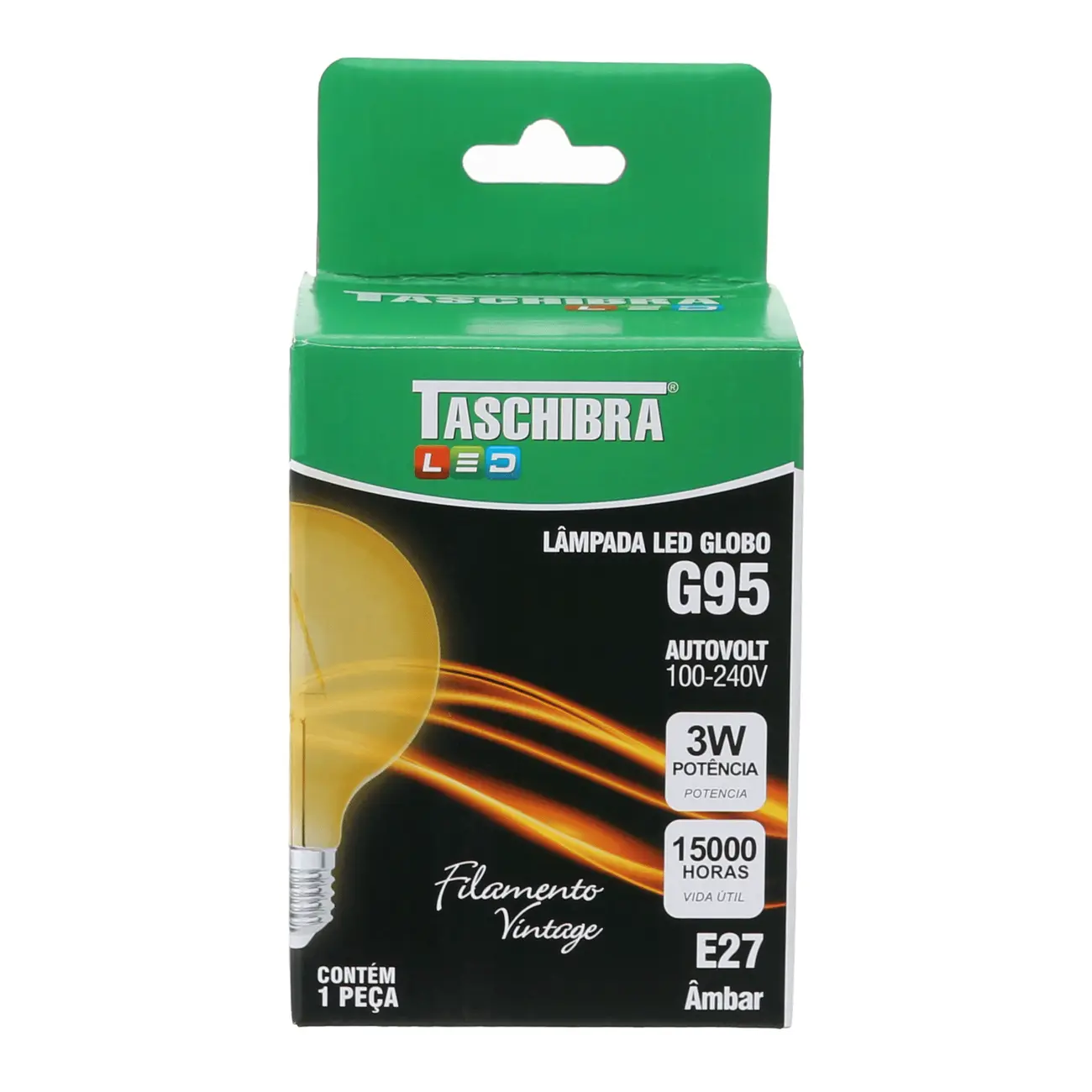 LÂMPADA LED FILAMENTO GLOBO AMBAR G95 3W E27 127 220V LUZ AMARELA TASHIBRA - HANBAR - Foto 4