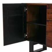 BUFFET 3 PORTAS 1,35 M X 40 CM NIARA - NOZES RÚSTICO/PRETO - Foto 13