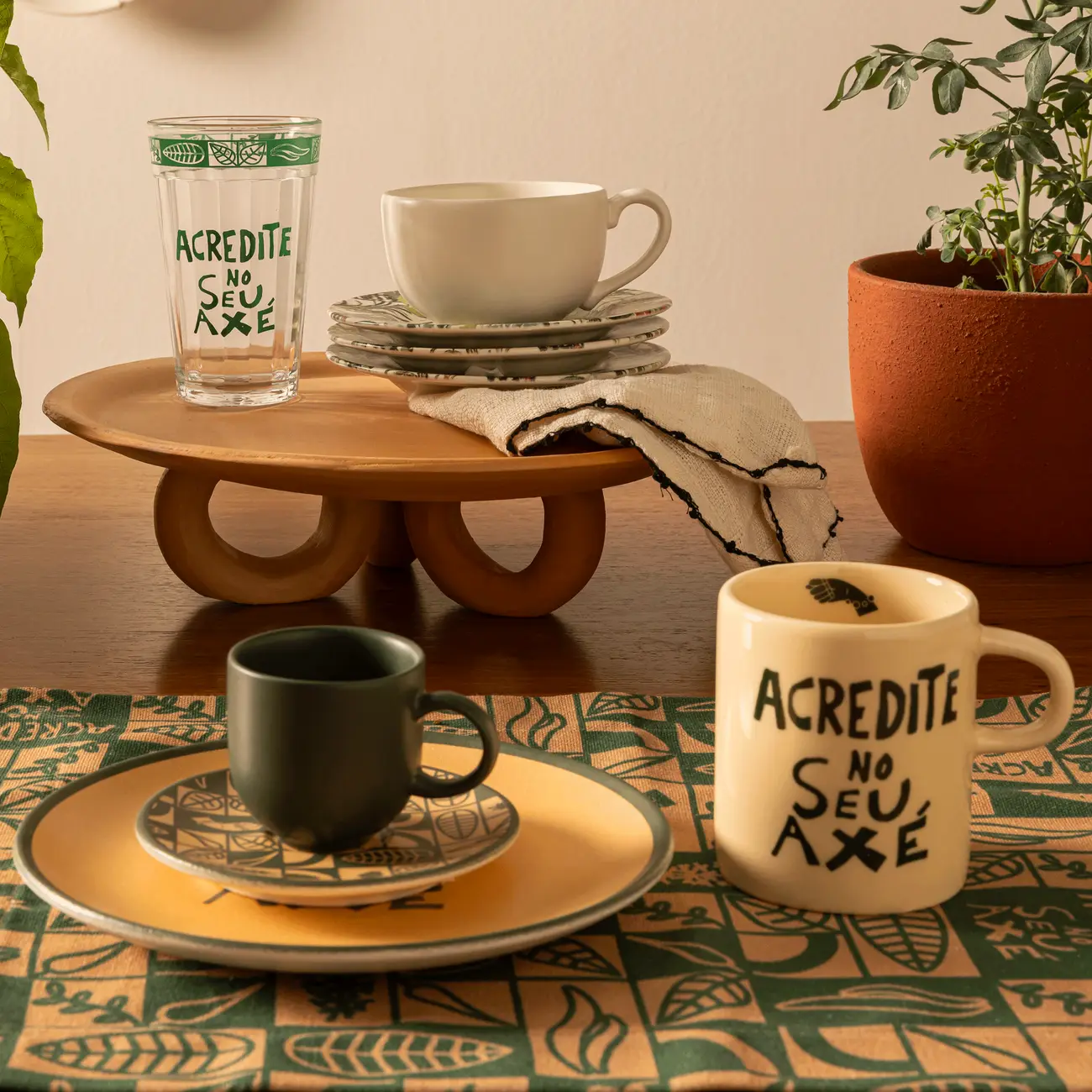 CANECA 300 ML SETE ERVAS AXÉ - ARGILA CRUA/VERDE - Foto 9