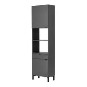 PANELEIRO 2 PORTAS/1 GAVETA 60 CM X 2,21 M SLEEK - GRAFITE/PRETO - Foto 3