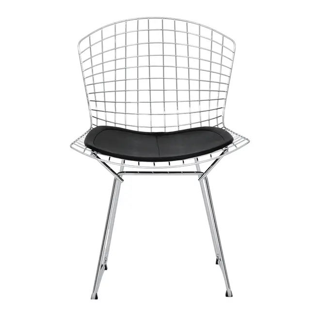 CADEIRA COM ALMOFADA BERTOIA - CROMADO/PRETO - Foto 2