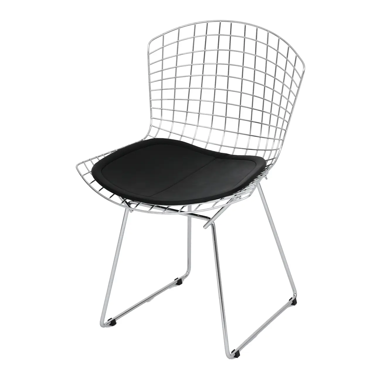 CADEIRA COM ALMOFADA BERTOIA - CROMADO/PRETO - Foto 1
