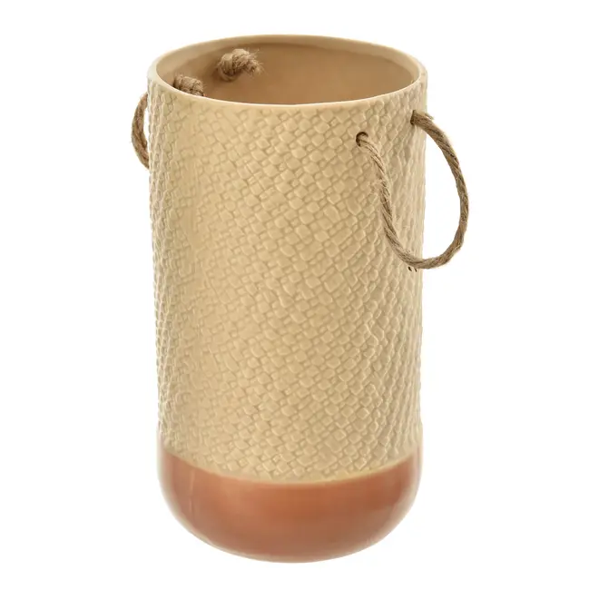 VASO 22 CM TRAMADINHO - AREIA/TERRACOTA - Foto 1