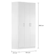 GUARDA-ROUPA 3 PORTAS 2 GAVETAS LIVE - BRANCO - Foto 7