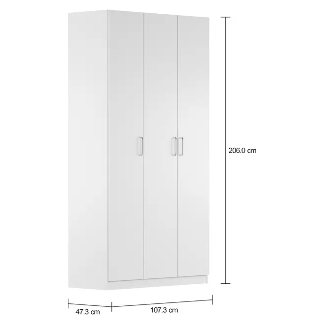 GUARDA-ROUPA 3 PORTAS 2 GAVETAS LIVE - BRANCO - Foto 7