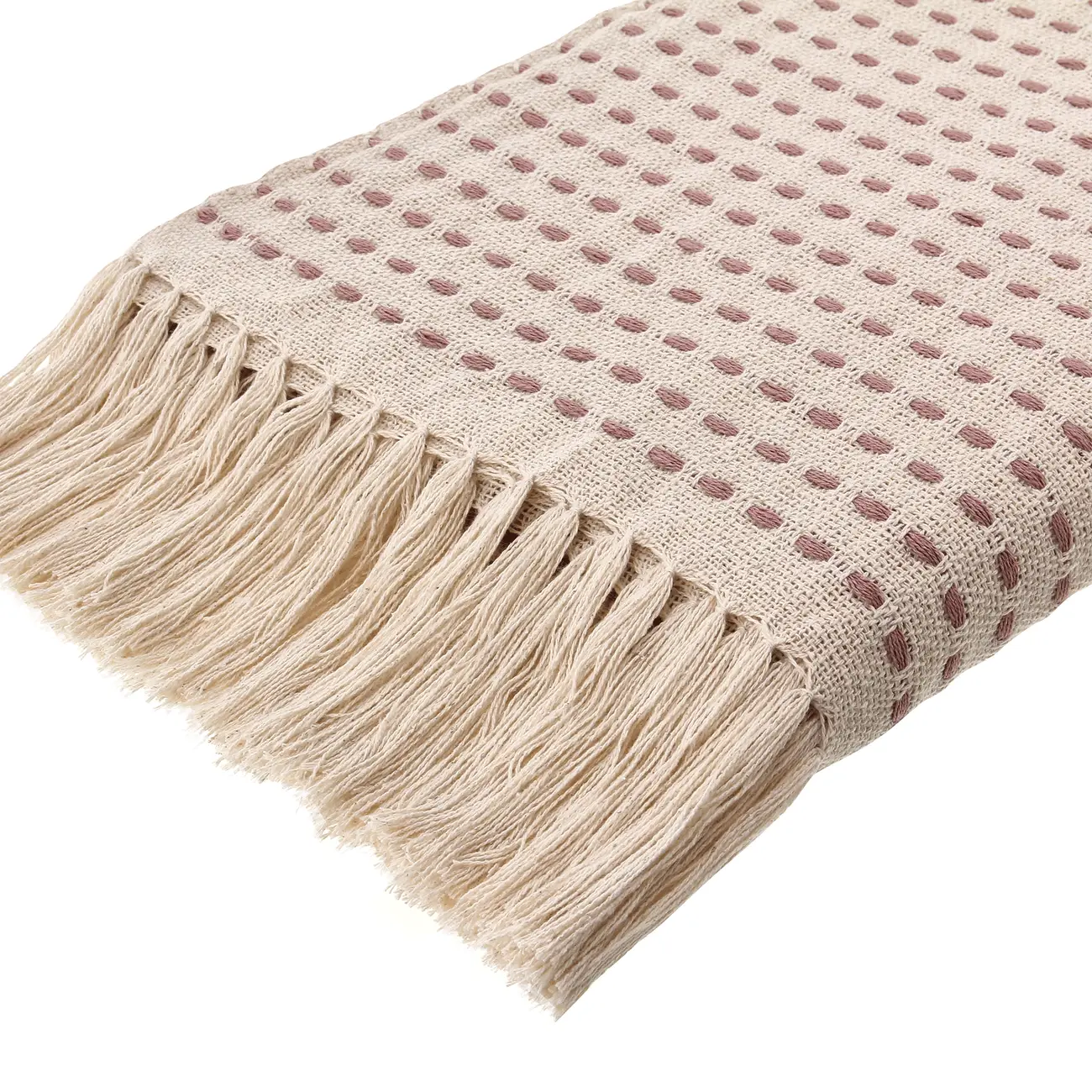 MANTA PARA SOFÁ 1,20 M X 1,60 M BAUME - NATURAL/VIN ROSE - Foto 4