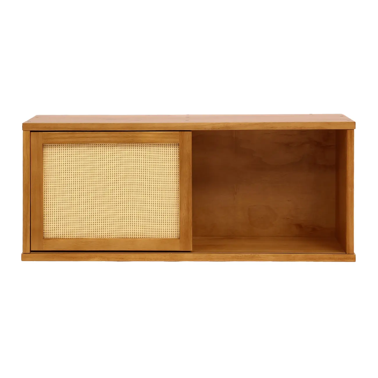 NICHO 1 PORTA DE CORRER COM PALHINHA 34 CM X 80 CM X 25 CM PALHANDI - AMÊNDOA/NATURAL - Foto 1