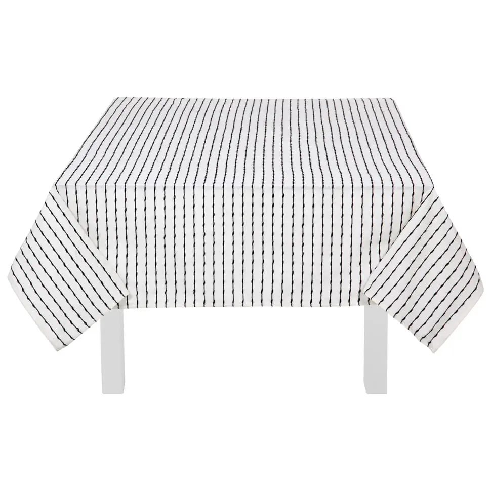 TOALHA DE MESA 1,40 M X 2,10 M UTTU - BRANCO/PRETO - Foto 1