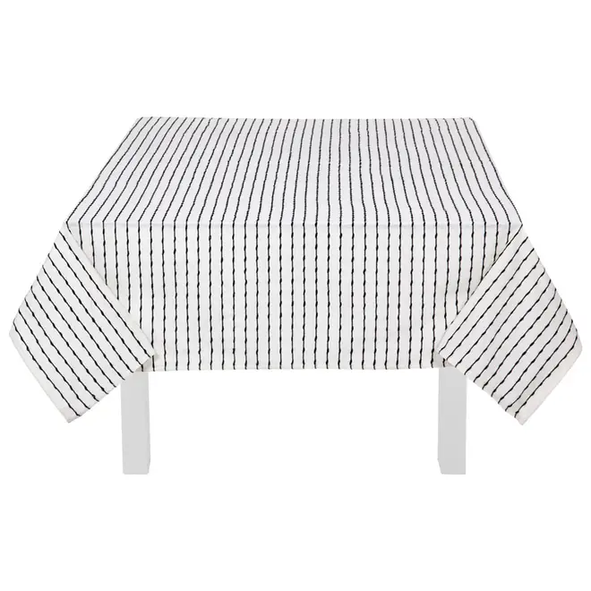 TOALHA DE MESA 1,40 M X 2,10 M UTTU - BRANCO/PRETO - Foto 1