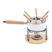 KIT PARA FONDUE COM 11 PEÇAS FALKEN - BRANCO/PINUS NATURAL - Foto 1
