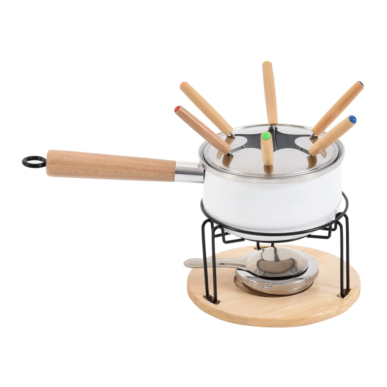 KIT PARA FONDUE COM 11 PEÇAS FALKEN - BRANCO/PINUS NATURAL - Foto 1
