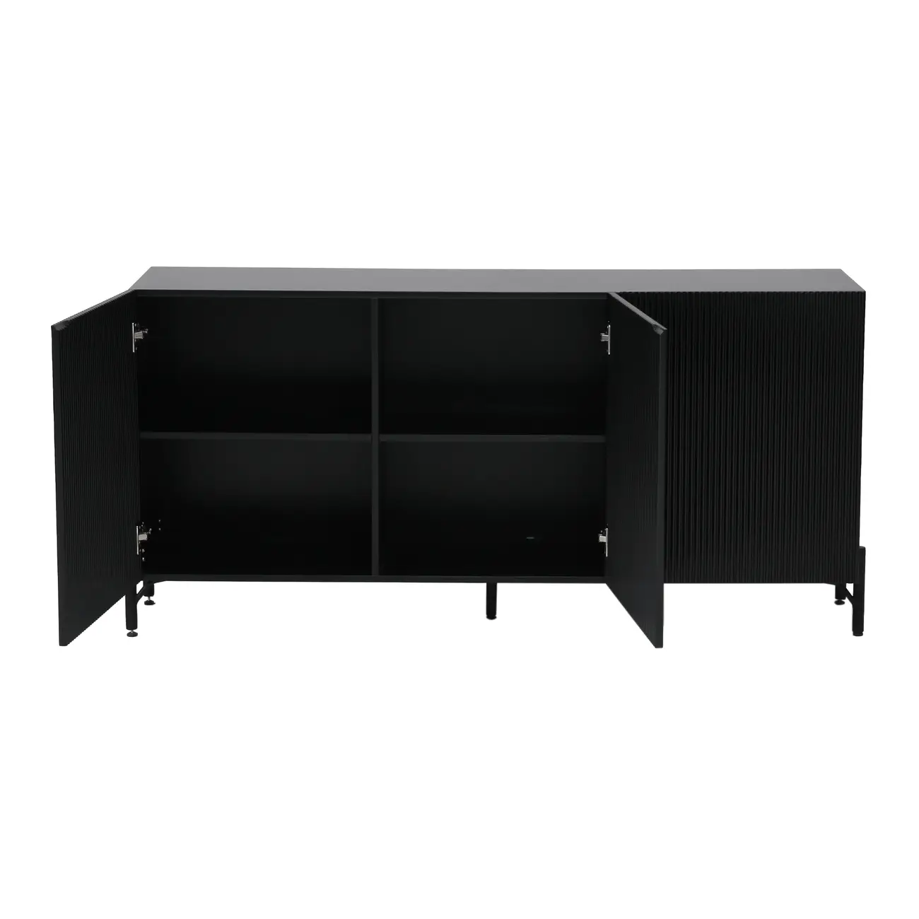 BUFFET 3 PORTAS 1,65 M X 40 CM RIBS - PRETO/PRETO - Foto 3