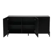 BUFFET 3 PORTAS 1,65 M X 40 CM RIBS - PRETO/PRETO - Foto 3