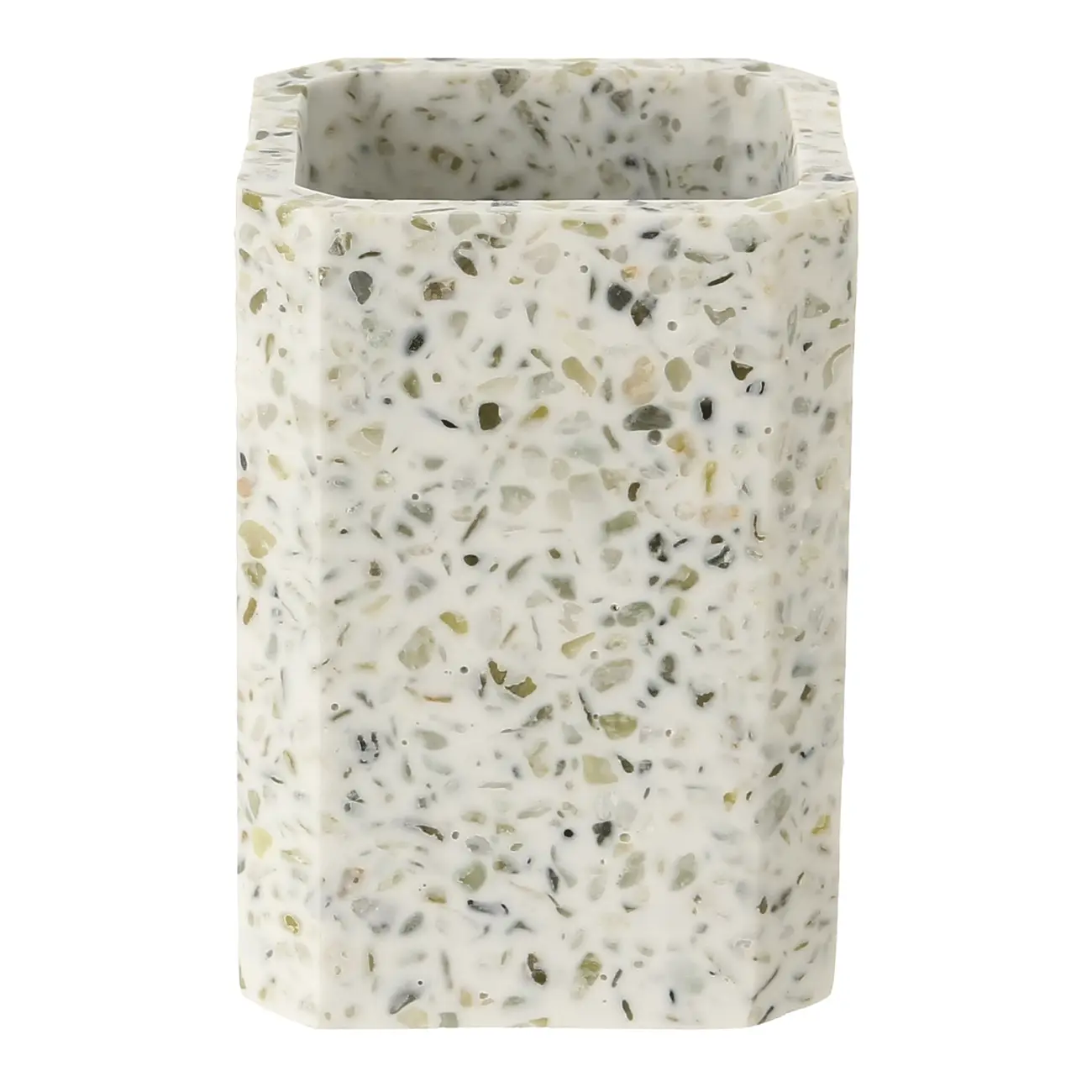 PORTA-ESCOVA/PASTA TERRAZZO FUSION - BRANCO/ESTANHO - Foto 1
