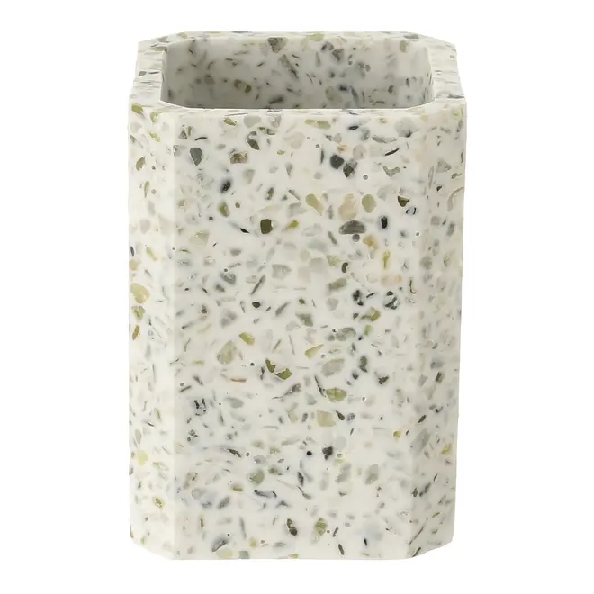 PORTA-ESCOVA/PASTA TERRAZZO FUSION - BRANCO/ESTANHO - Foto 1