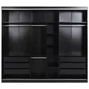 PRETO - ESTRUTURA DE GUARDA-ROUPA DE CASAL 3 PORTAS FRIZ