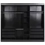 PRETO - ESTRUTURA DE GUARDA-ROUPA DE CASAL 3 PORTAS FRIZ