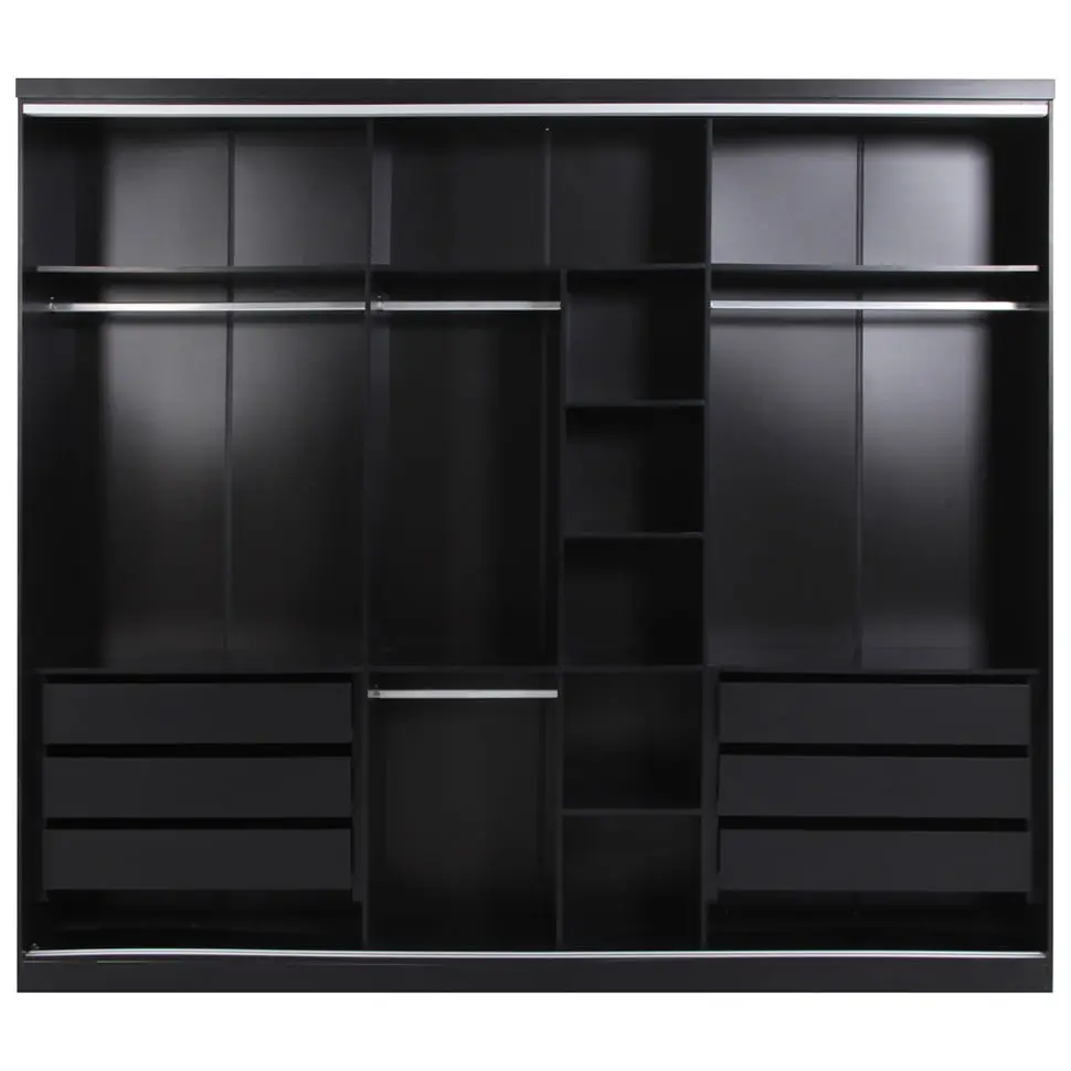 ESTRUTURA DE GUARDA-ROUPA DE CASAL 3 PORTAS FRIZ - PRETO - Foto 1