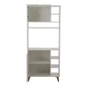ARMÁRIO PARA ESCRITÓRIO ALTO 2 PORTAS LIN - BRANCO/NOZES - Foto 2