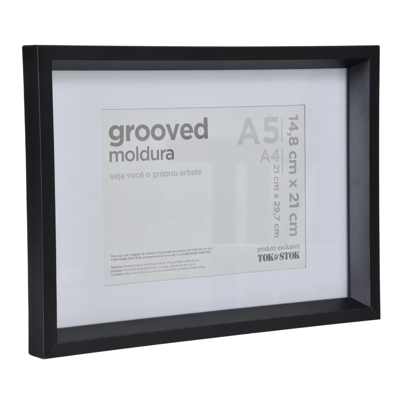 MOLDURA A5 14 CM X 21 CM GROOVED - PRETO - Foto 2