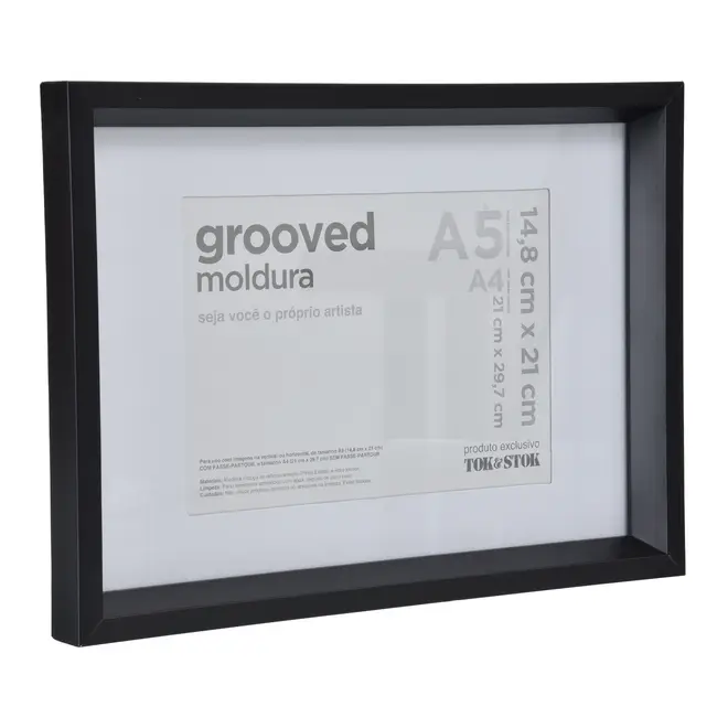 MOLDURA A5 14 CM X 21 CM GROOVED - PRETO - Foto 2