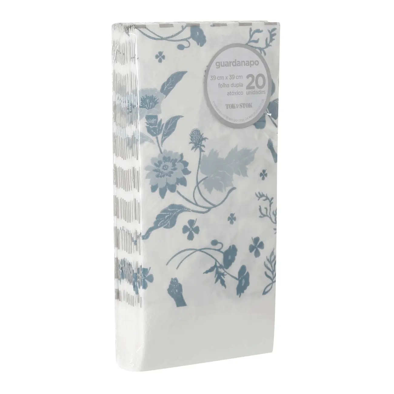 GUARDANAPO 39 CM X 39 CM PACOTE COM 20 PEÇAS BOUQUET XODÓ - BLEU CENDRÉ/BRANCO - Foto 3