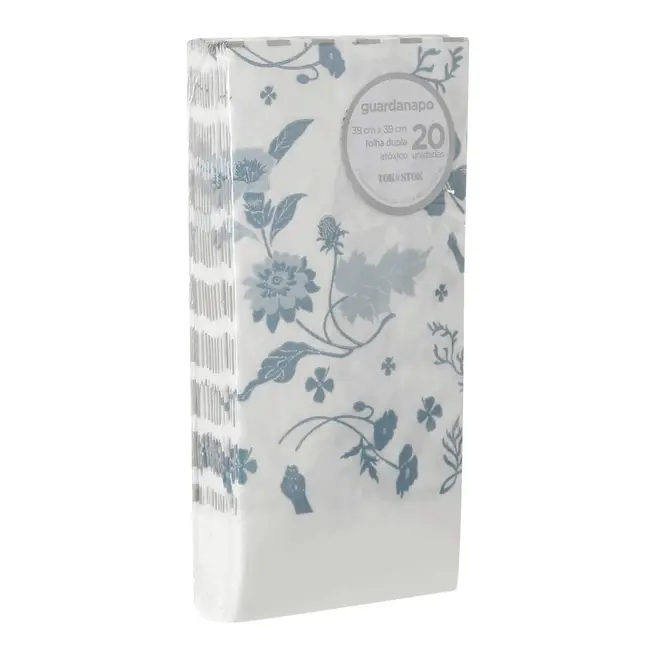 GUARDANAPO 39 CM X 39 CM PACOTE COM 20 PEÇAS BOUQUET XODÓ - BLEU CENDRÉ/BRANCO - Foto 3