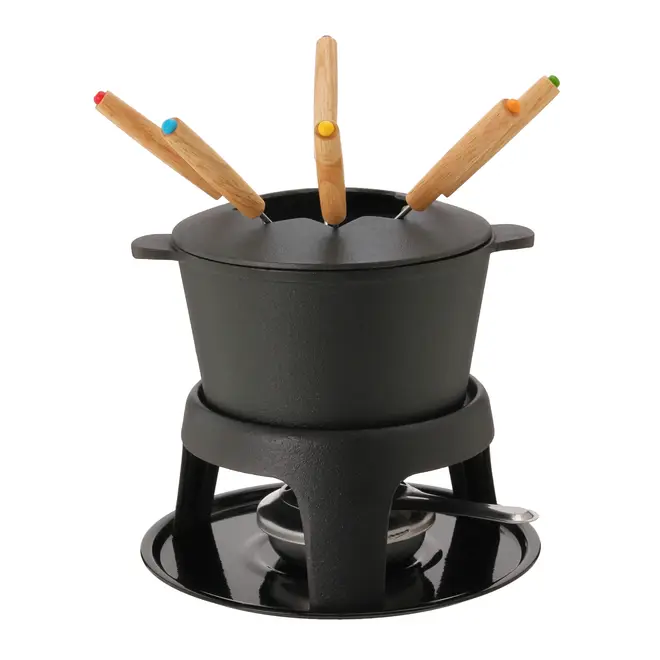 KIT PARA FONDUE 11 PEÇAS VERBIER - PRETO/BAMBU - Foto 1