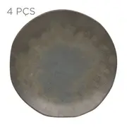 JOGO PRATO SOBREMESA C/4 PÇ GEO ORGÂNICO - OXIDADO VERDE - Foto 1