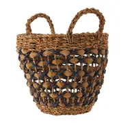 CESTO COM ALÇA 26 CM X 30 CM X 26 CM SUMELA - FIBRA CLARA/AZUL ESCURO - Foto 3
