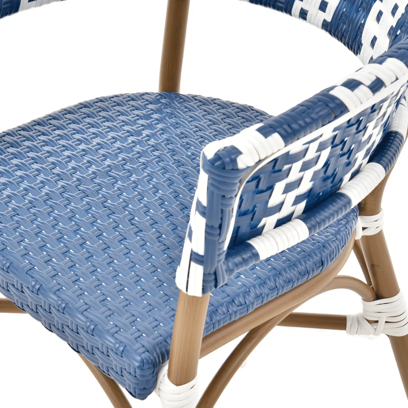 CADEIRA PARA ÁREA EXTERNA COM BRAÇOS BLUESTRIPE - CAFÉ/AZUL ESCURO - Foto 7