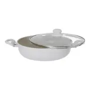 PANELA INDUÇÃO WOK COM TAMPA 28 CM CHEF - OFF WHITE/INCOLOR - Foto 4