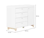 CÔMODA INFANTIL 4 GAVETAS/1 PORTA 1,20 M X 47 CM SWEET - BRANCO/PINUS NATURAL - Foto 6